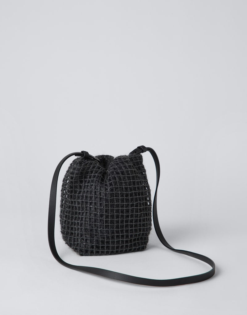 BRUNELLO CUCINELLI WOMEN'S ANTHRACITE TEXTURED SHOULDER BAG