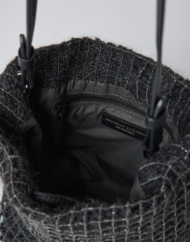 BRUNELLO CUCINELLI WOMEN'S ANTHRACITE TEXTURED SHOULDER BAG