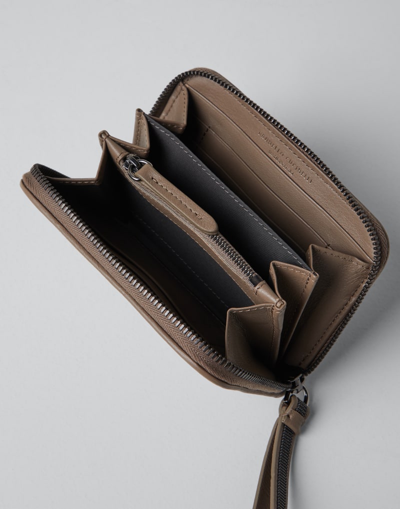 BRUNELLO CUCINELLI WOMEN'S ICE LEATHER ZIP WALLET