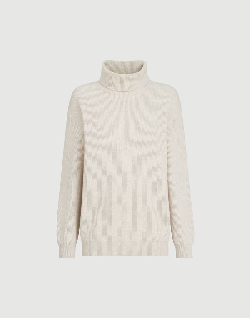 BRUNELLO CUCINELLI WOMEN'S OYSTER WOOL TURTLENECK SWEATER