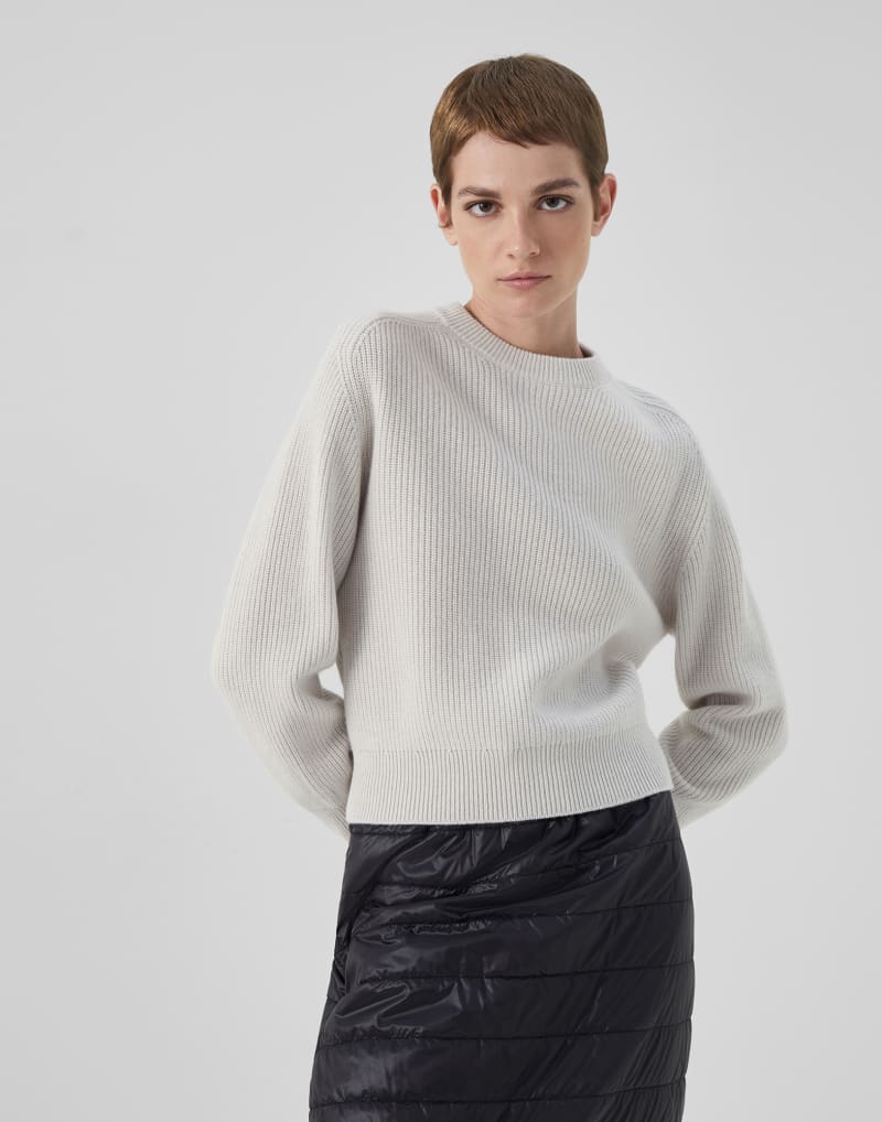 BRUNELLO CUCINELLI WOMEN'S WHITE WOOL CREW NECK SWEATER