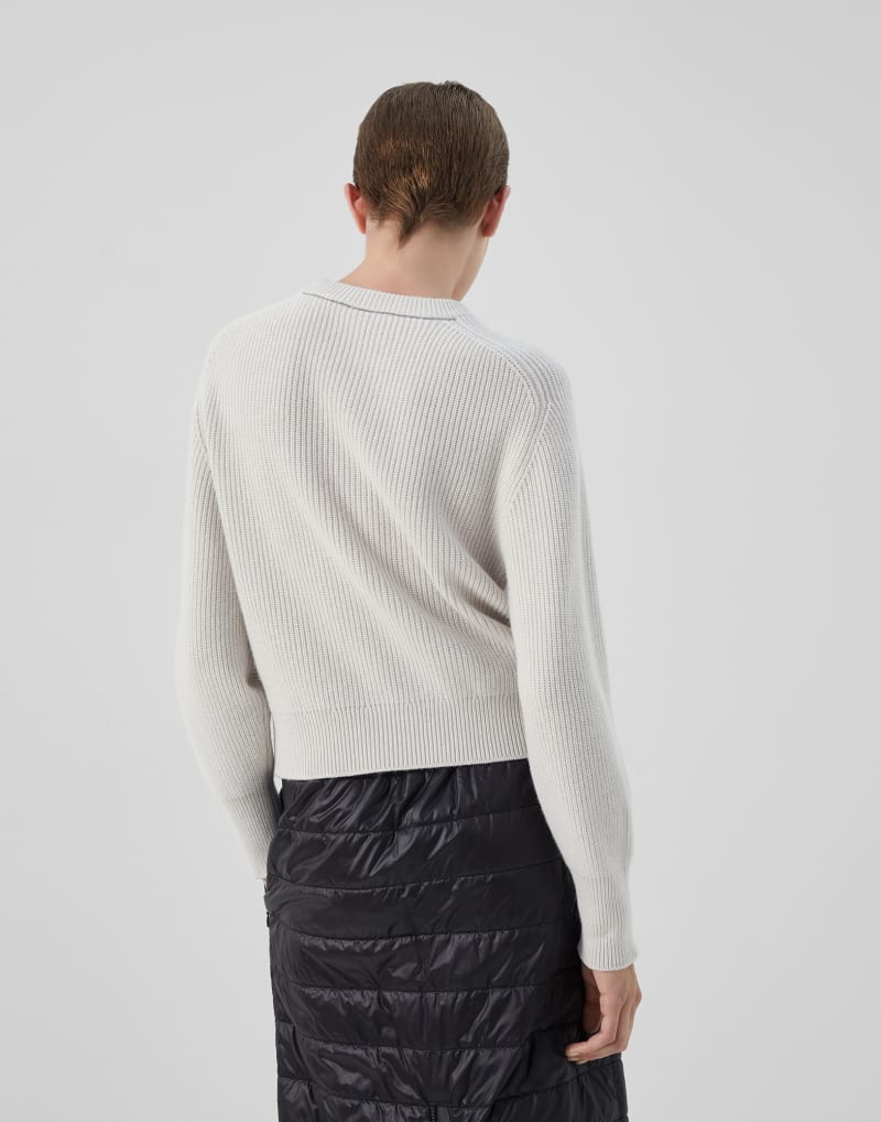 BRUNELLO CUCINELLI WOMEN'S WHITE WOOL CREW NECK SWEATER