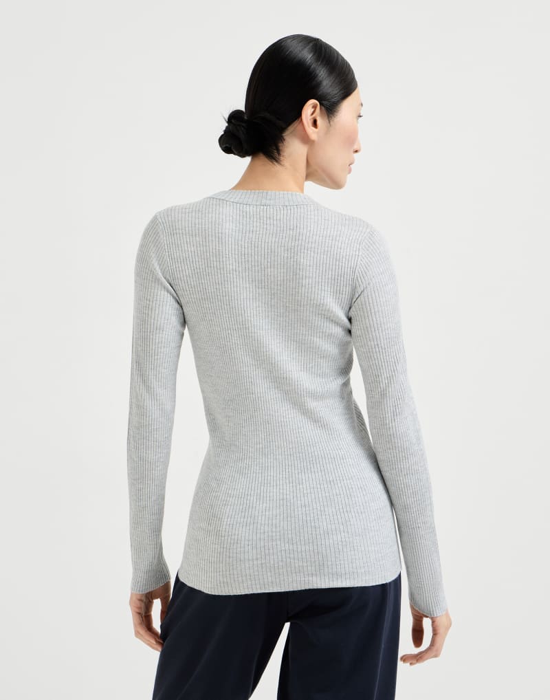 BRUNELLO CUCINELLI WOMEN'S PEBBLE WOOL SILK BLEND RIBBED SWEATER