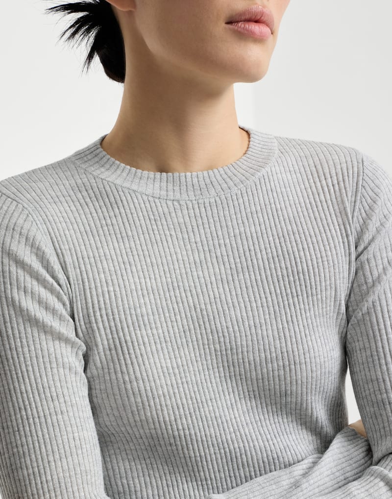 BRUNELLO CUCINELLI WOMEN'S PEBBLE WOOL SILK BLEND RIBBED SWEATER