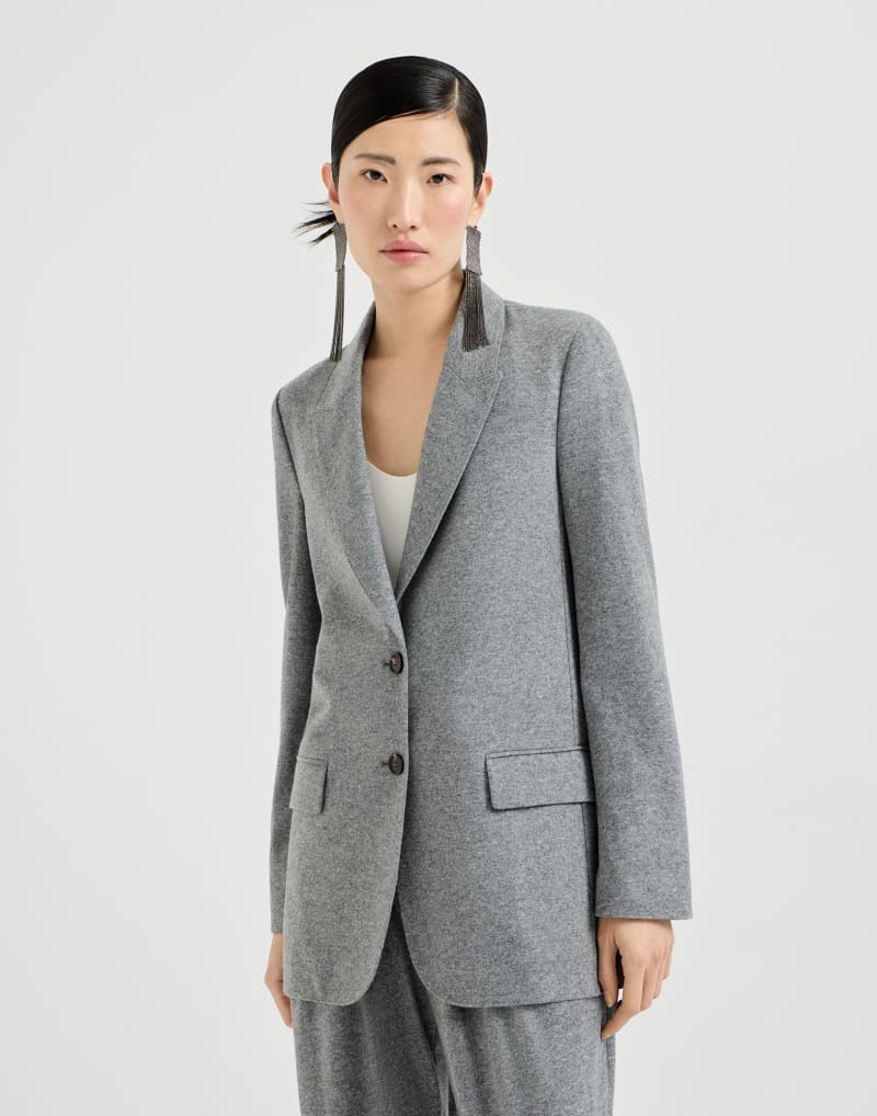 BRUNELLO CUCINELLI WOMEN'S DARK GREY WOOL RELAXED BLAZER