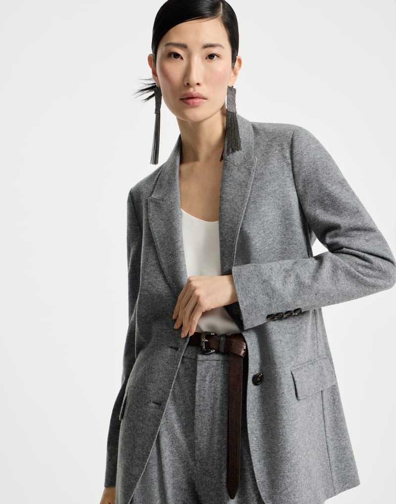 BRUNELLO CUCINELLI WOMEN'S DARK GREY WOOL RELAXED BLAZER
