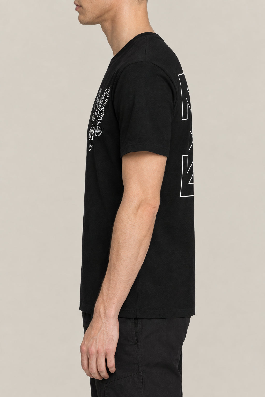 OFF-WHITE MEN'S BLACK COTTON GRAPHIC SHIRT