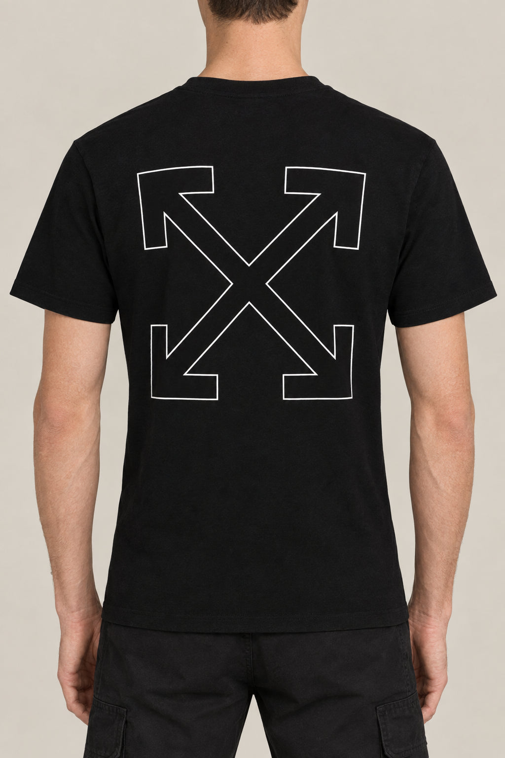 OFF-WHITE MEN'S BLACK COTTON GRAPHIC SHIRT