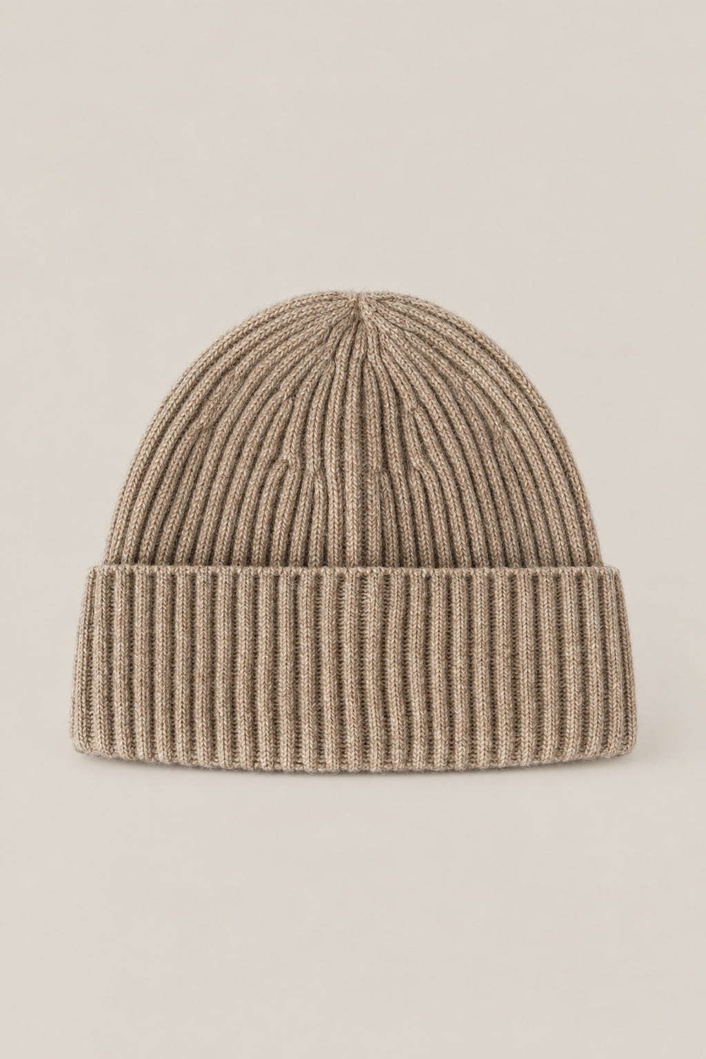 BRUNELLO CUCINELLI MEN'S MEDIUM BROWN WOOL RIBBED KNIT HAT