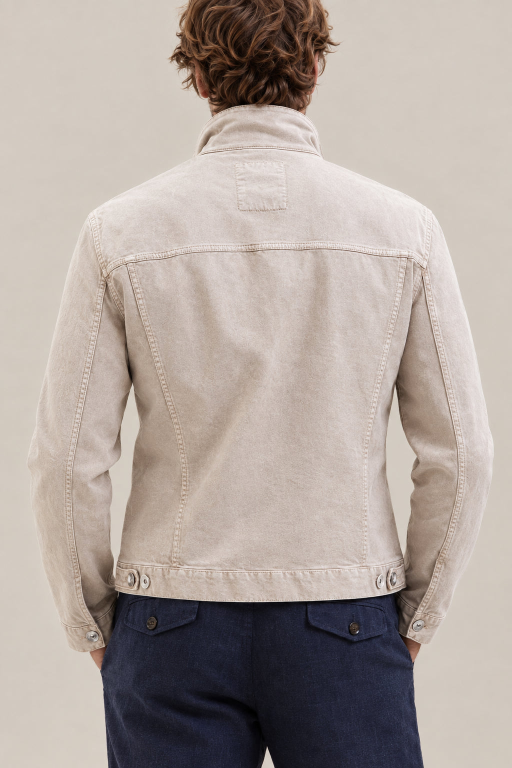BRUNELLO CUCINELLI MEN'S BROWN COTTON DENIM JACKET