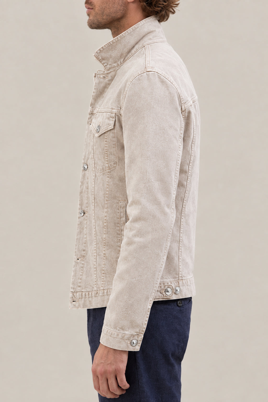 BRUNELLO CUCINELLI MEN'S BROWN COTTON DENIM JACKET