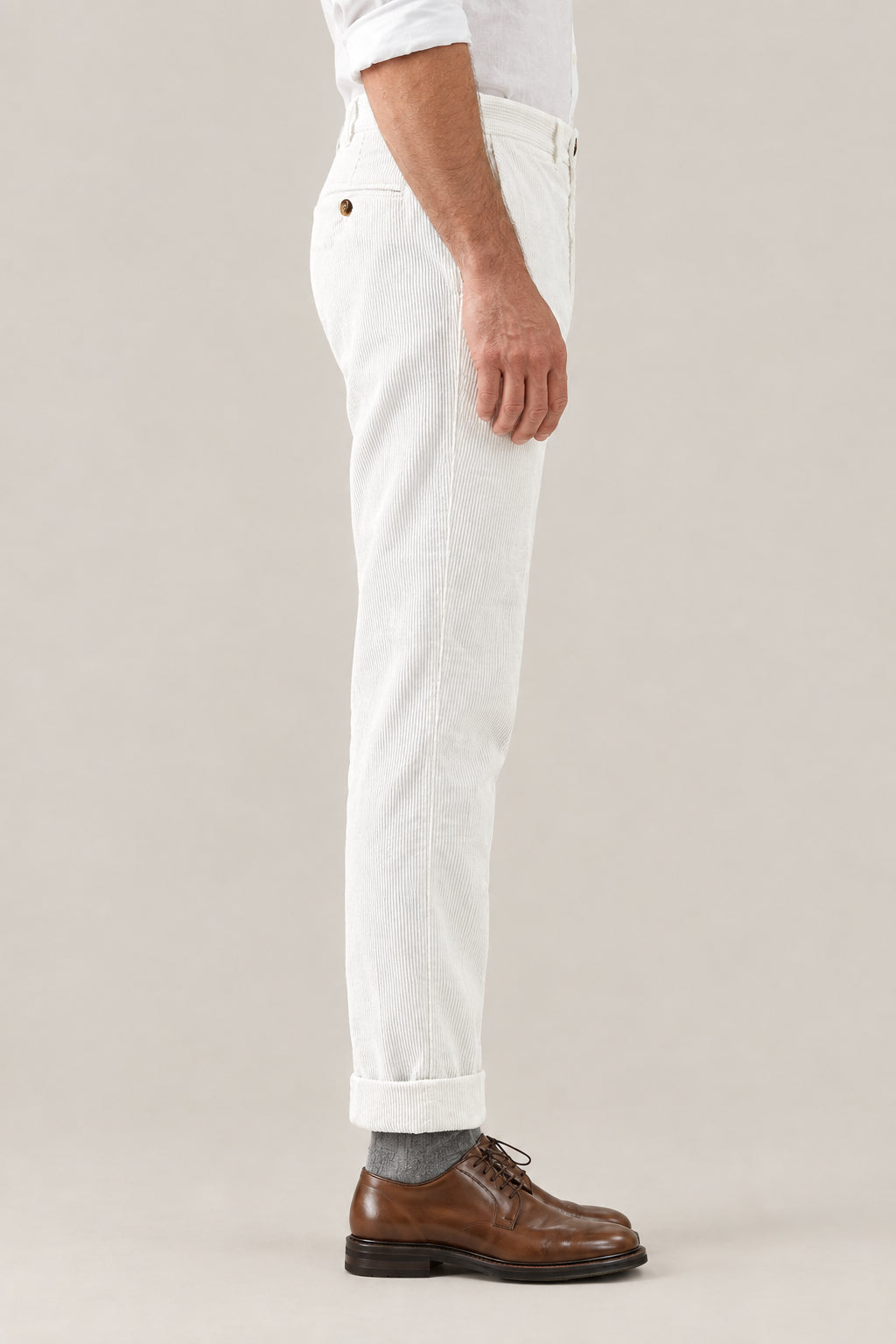 BRUNELLO CUCINELLI MEN'S EVERGREEN COTTON CORDUROY TROUSERS