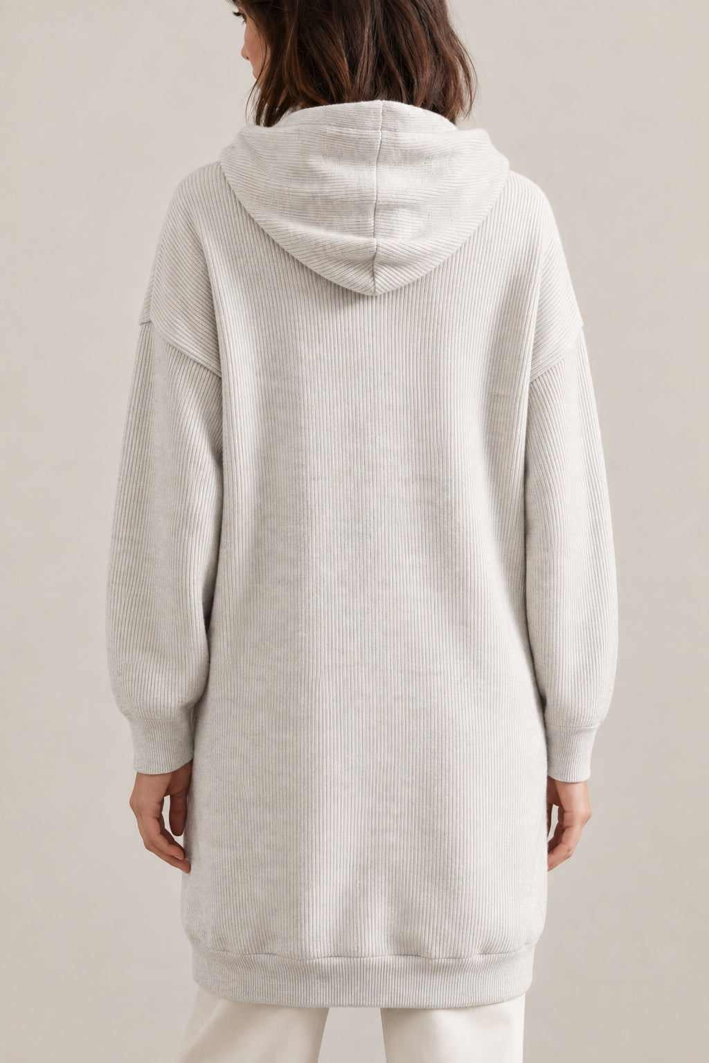 BRUNELLO CUCINELLI WOMEN'S MARBLE WOOL LONGLINE ZIP HOODIE SWEATER
