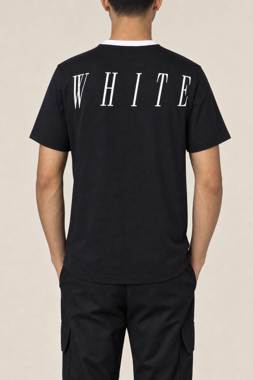 OFF-WHITE MEN'S BLACK COTTON SHORT SLEEVE SHIRT