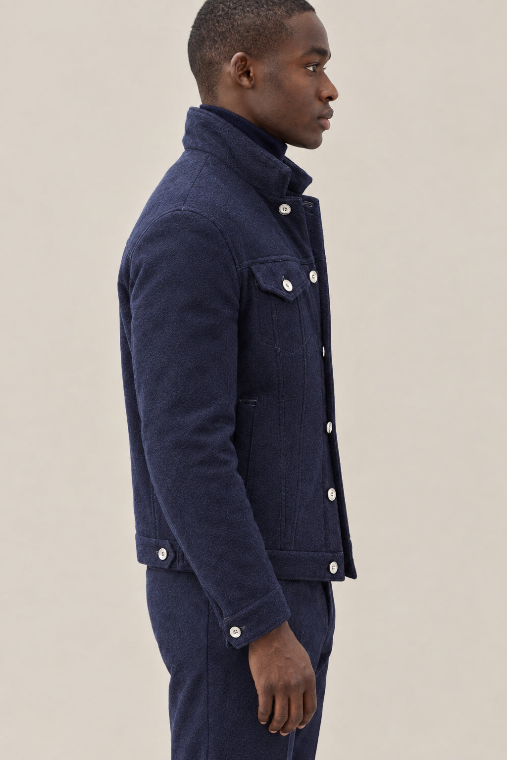 BRUNELLO CUCINELLI MEN'S COBALT BLUE WOOL JACKET