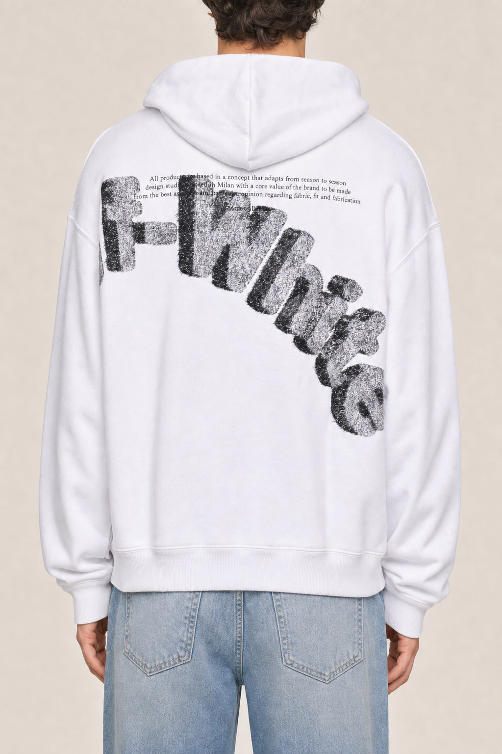 OFF-WHITE MEN'S WHITE COTTON HOODED SWEATER