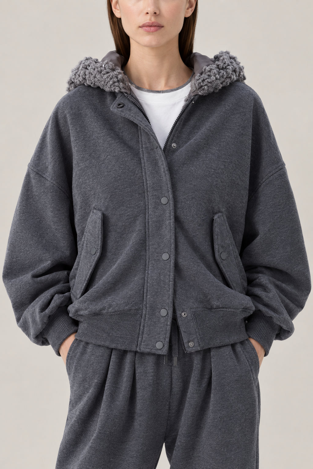 BRUNELLO CUCINELLI WOMEN'S DARK GREY COTTON GYMTOP