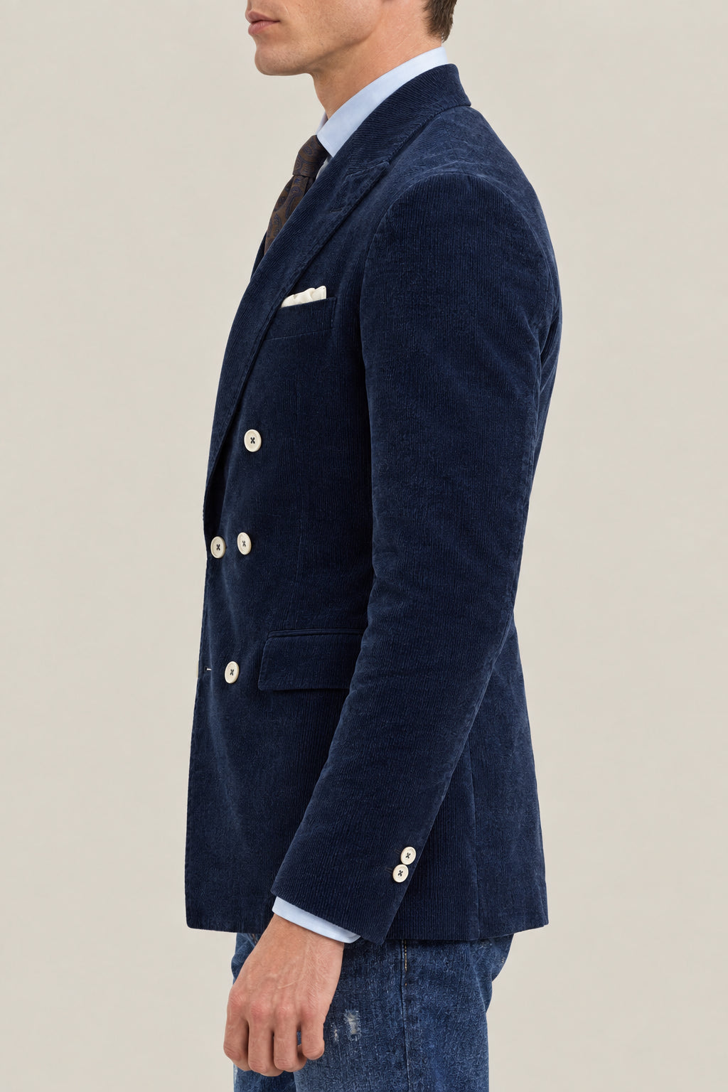 BRUNELLO CUCINELLI MEN'S INK BLUE WOOL BLEND BLAZER