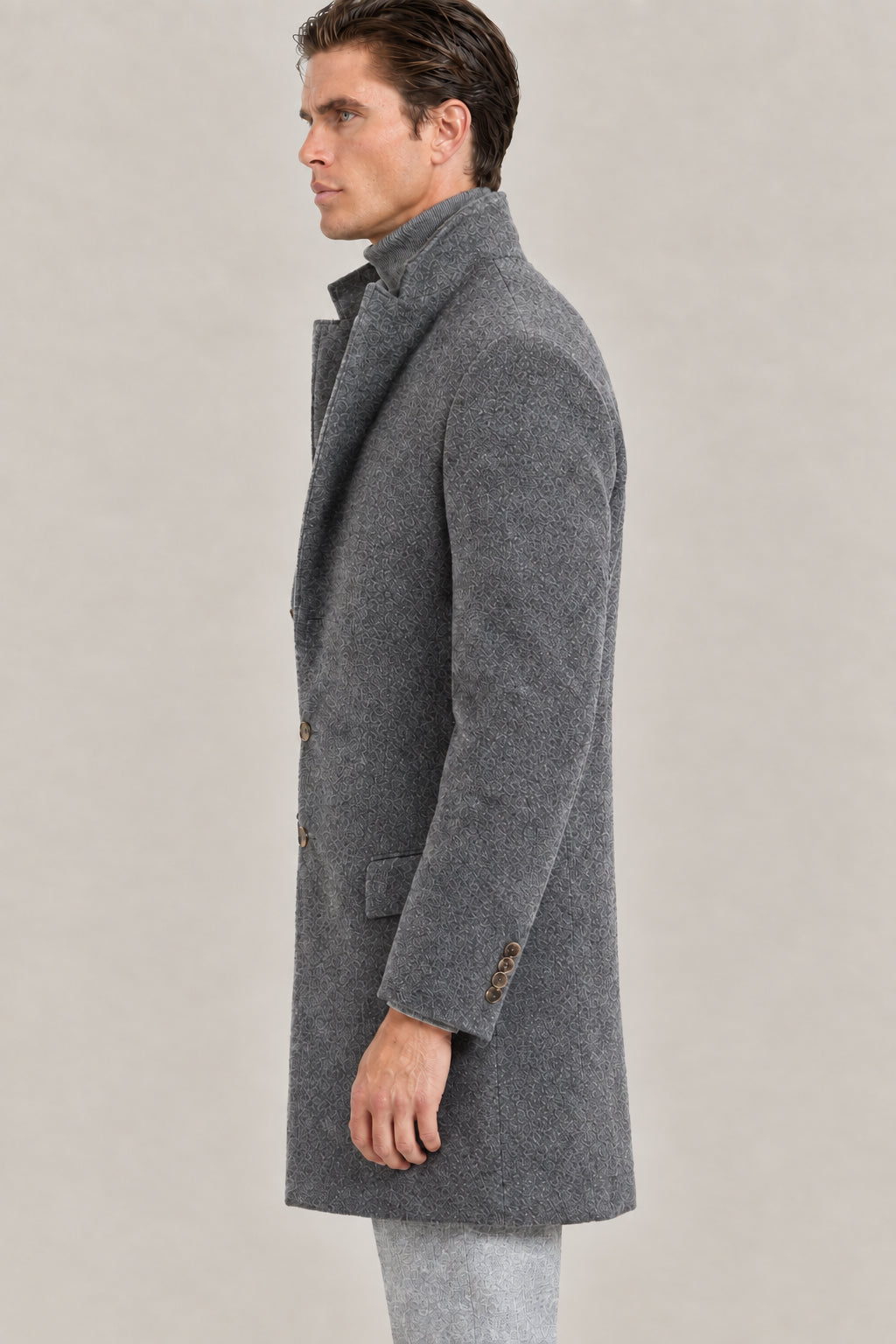 BRUNELLO CUCINELLI MEN'S GREY WOOL SINGLE BREASTED JACKET