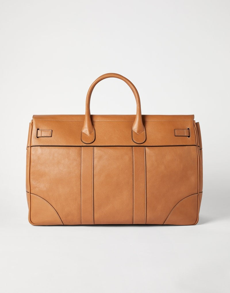 BRUNELLO CUCINELLI MEN'S NATURAL LEATHER LARGE BAG