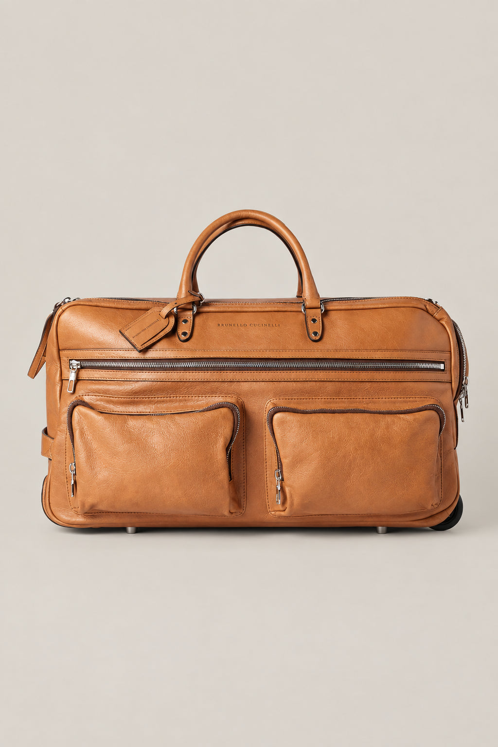 BRUNELLO CUCINELLI MEN'S NATURAL LEATHER TRAVEL BAG