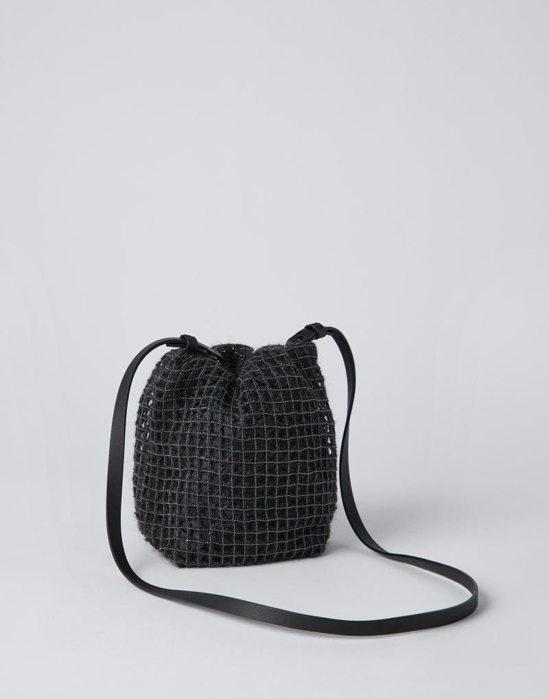 BRUNELLO CUCINELLI WOMEN'S ANTHRACITE TEXTURED SHOULDER BAG