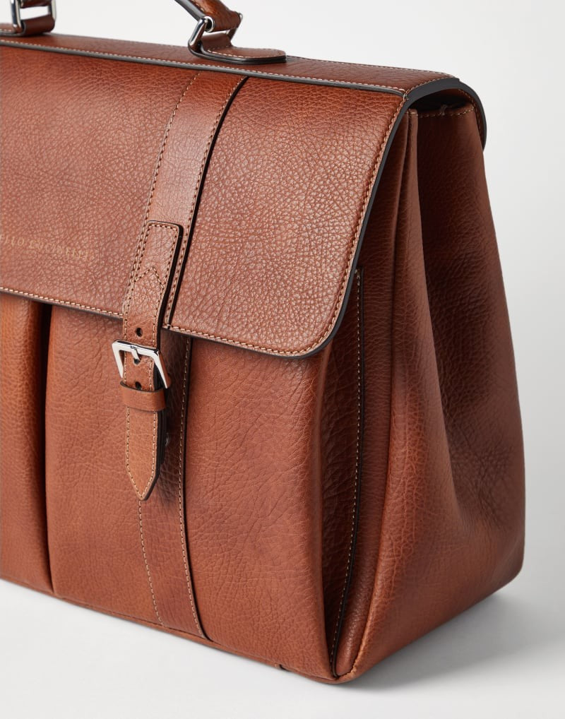 BRUNELLO CUCINELLI MEN'S COPPER LEATHER BUCKLE BAG