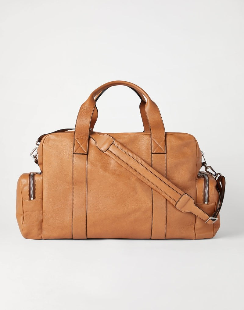 BRUNELLO CUCINELLI MEN'S NATURAL LEATHER UTILITY BAG