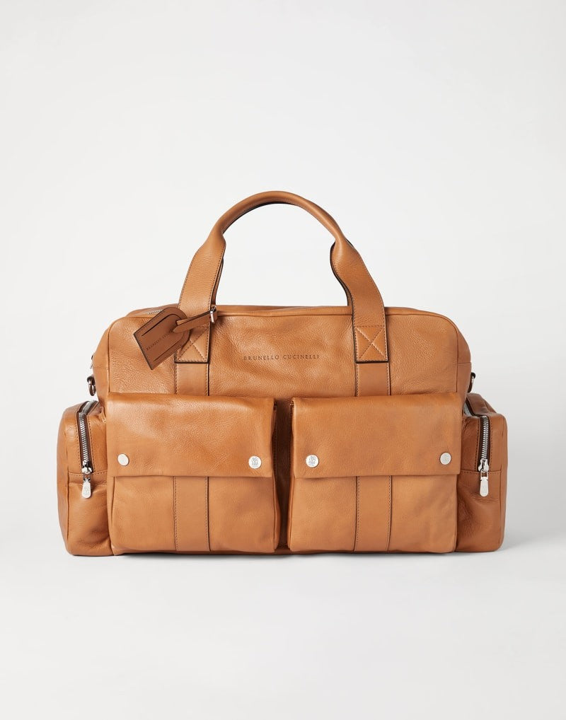 BRUNELLO CUCINELLI MEN'S NATURAL LEATHER UTILITY BAG