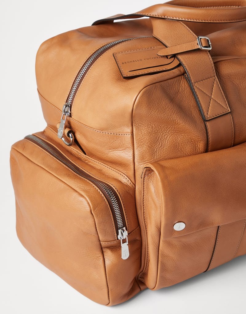 BRUNELLO CUCINELLI MEN'S NATURAL LEATHER UTILITY BAG