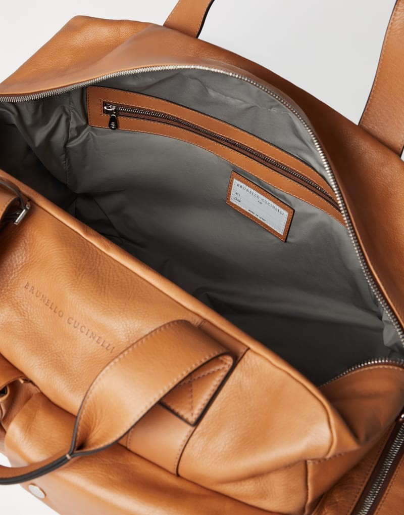 BRUNELLO CUCINELLI MEN'S NATURAL LEATHER UTILITY BAG