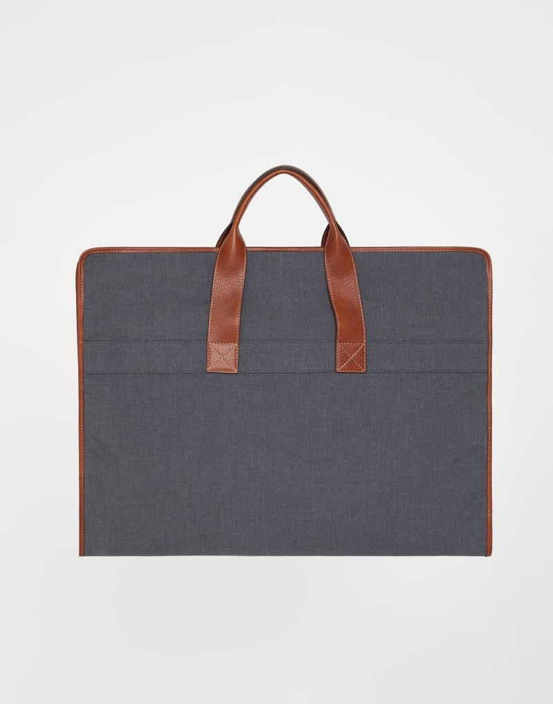 BRUNELLO CUCINELLI MEN'S MEDIUM GREY CANVAS BAG