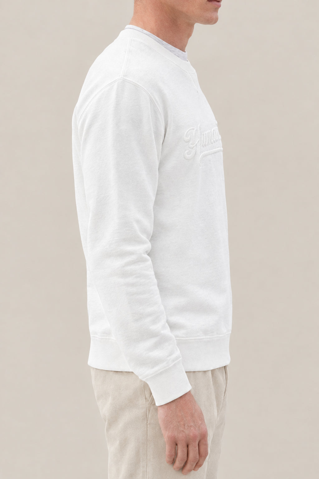 BRUNELLO CUCINELLI MEN'S OFF WHITE COTTON CREW NECK SWEATER