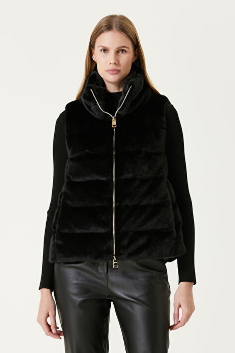 Herno  Woman's Black Stand-Up Collar Padded Vest