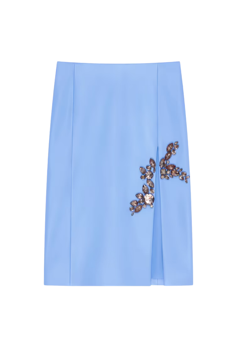 Givenchy Pencil Leather Skirt-Cornflower