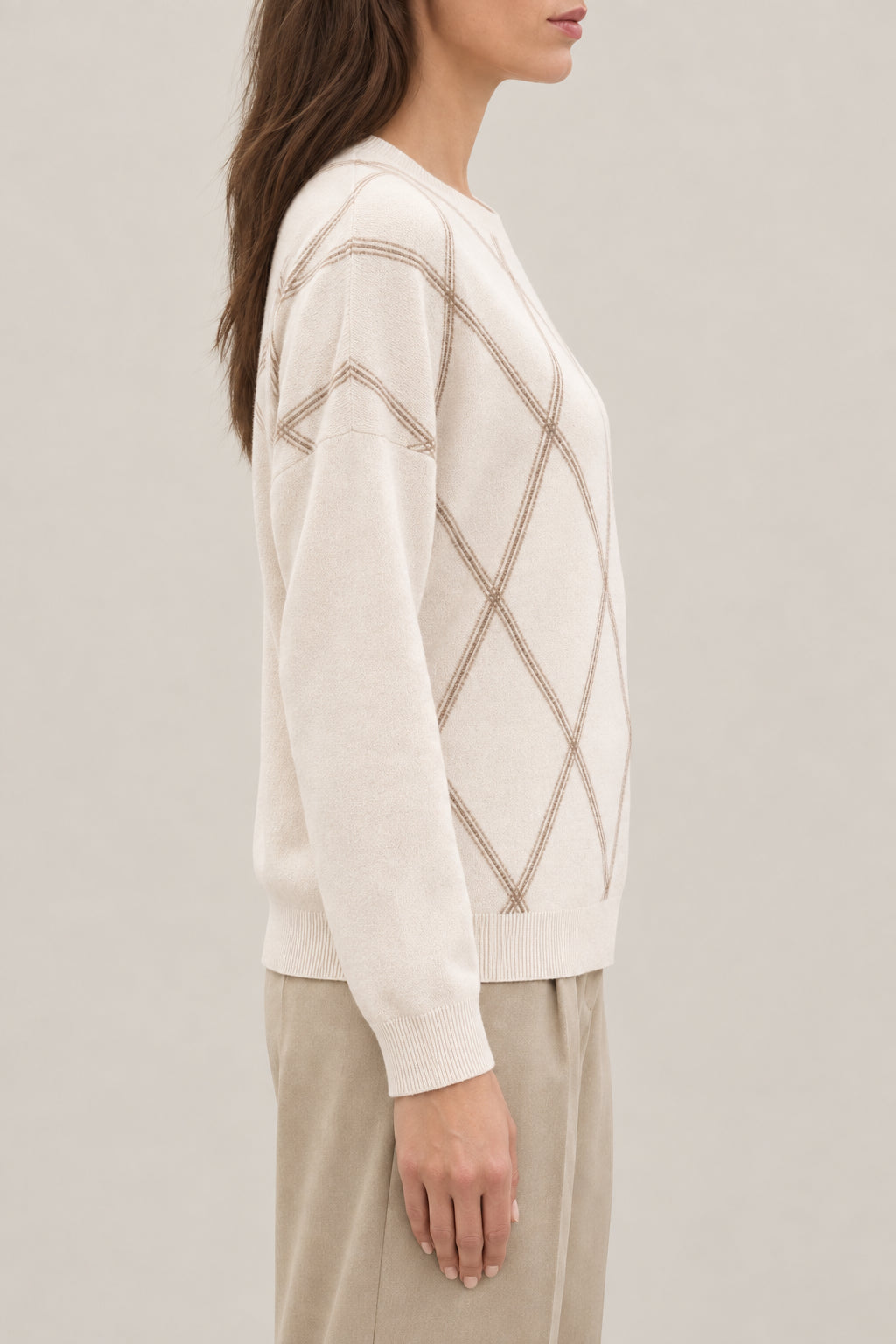 BRUNELLO CUCINELLI WOMEN'S MARBLE WOOL SILK CASHMERE DIAMOND SWEATER