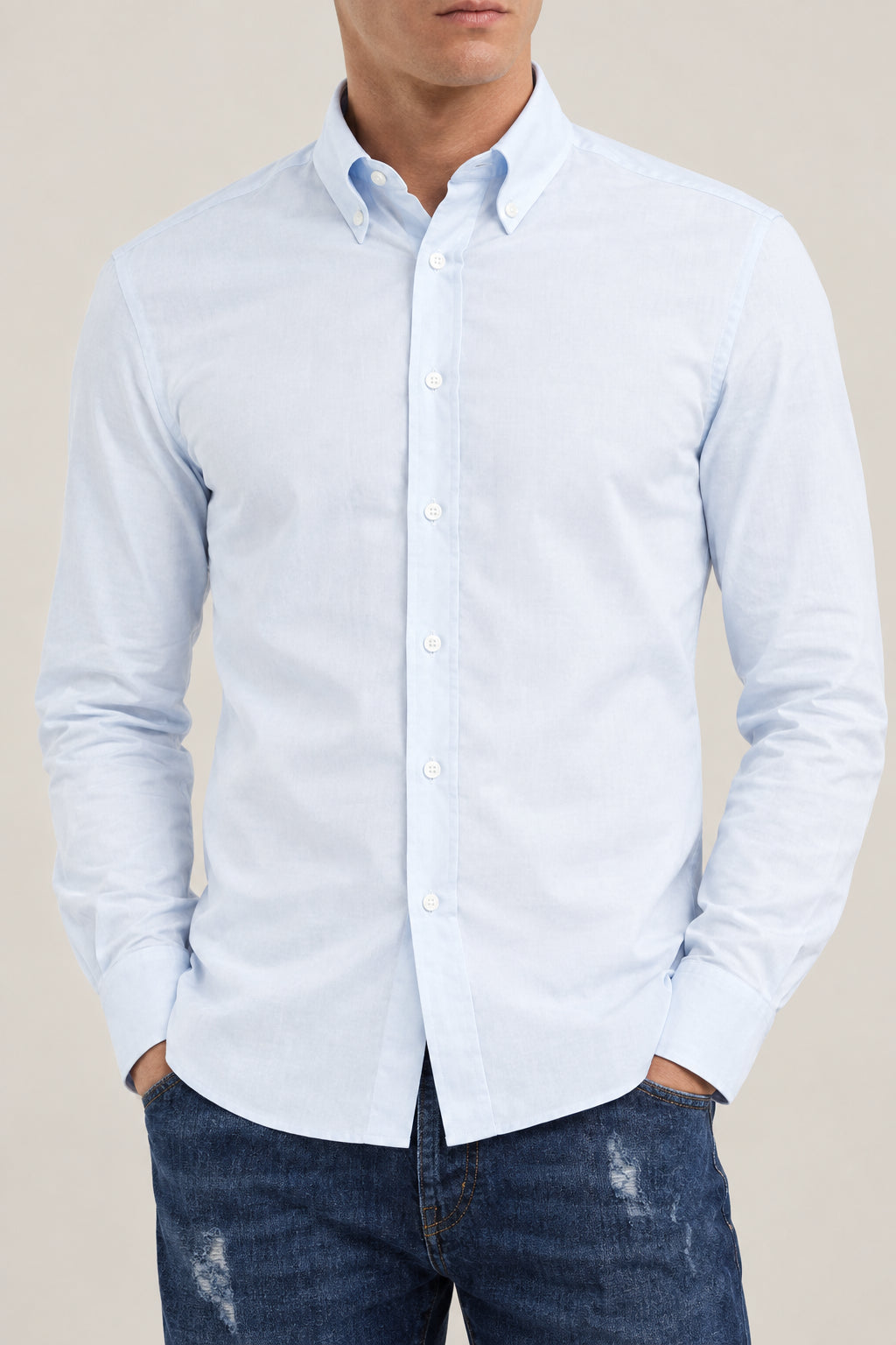 BRUNELLO CUCINELLI MEN'S CLOUD BUTTON DOWN COTTON SHIRT