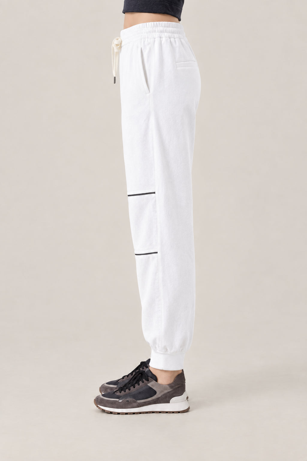 BRUNELLO CUCINELLI WOMEN'S OFF WHITE COTTON JOGGER TROUSERS