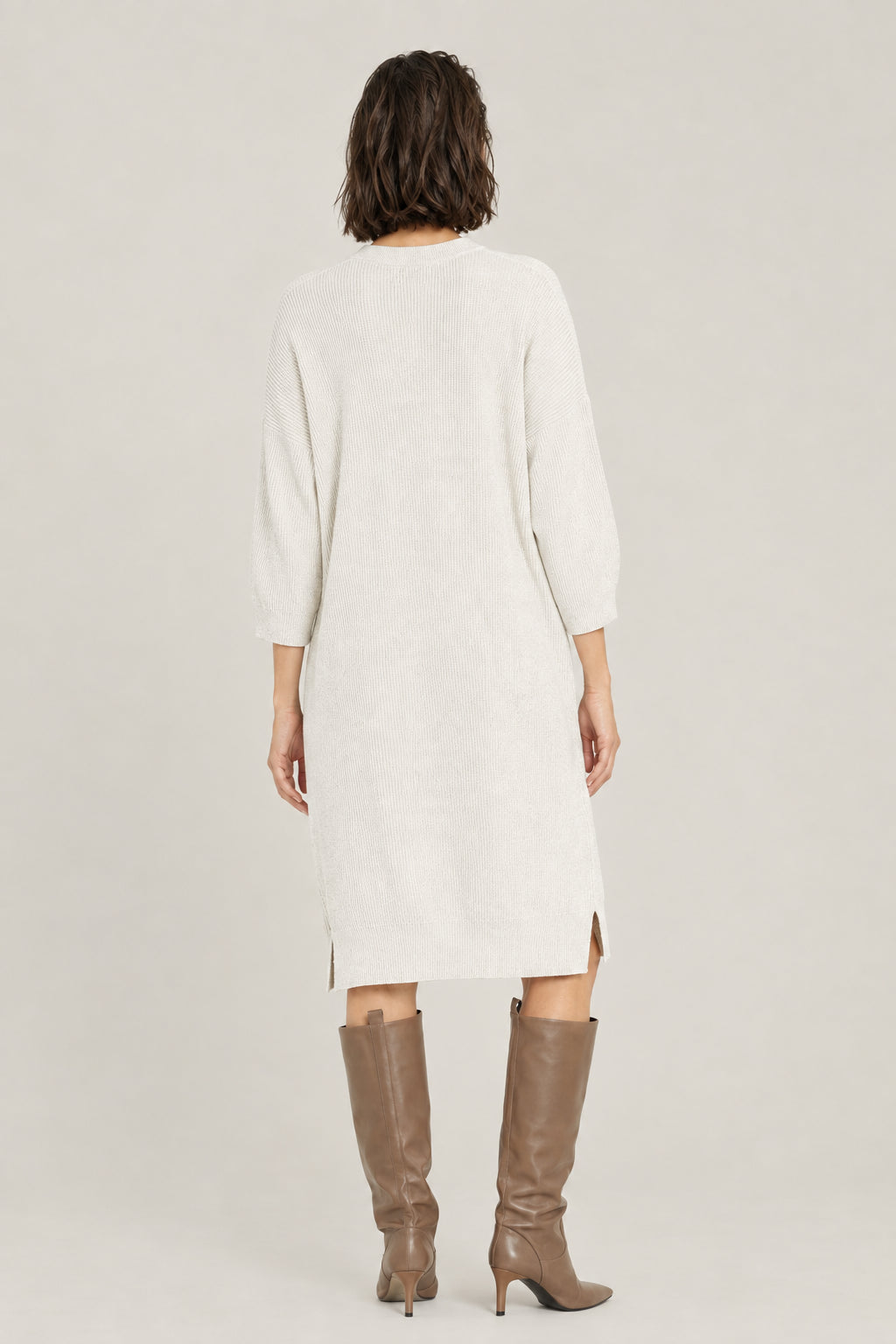 BRUNELLO CUCINELLI WOMEN'S OAT RIBBED COTTON RELAXED DRESS
