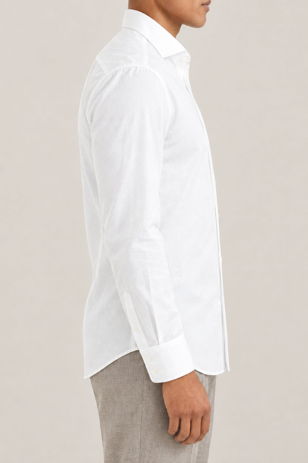BRUNELLO CUCINELLI MEN'S WHITE COTTON DRESS SHIRT