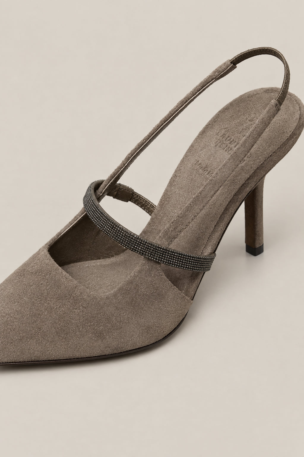 BRUNELLO CUCINELLI WOMEN'S WALNUT SUEDE POINTED TOE SLINGBACK SHOES