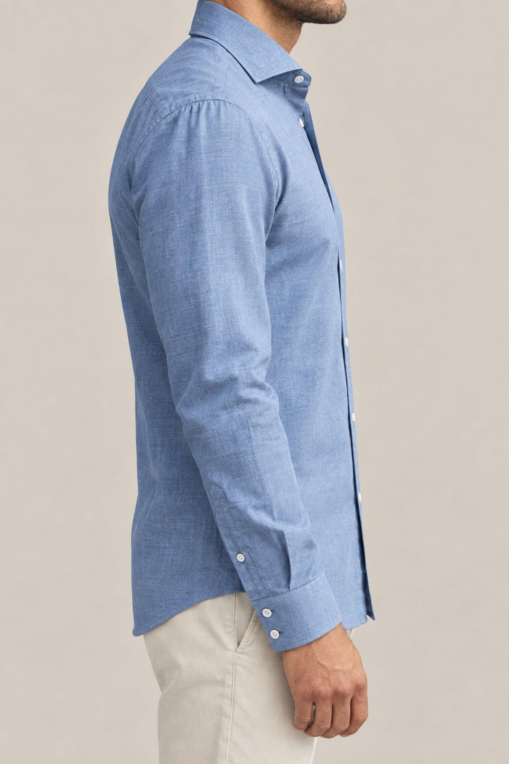 BRUNELLO CUCINELLI MEN'S LIGHT BLUE COTTON SHIRT