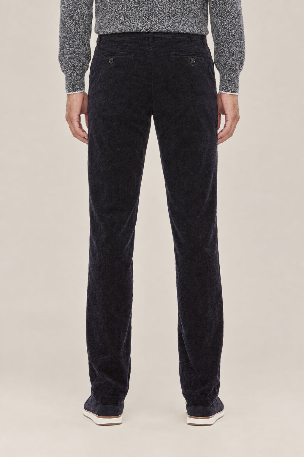 BRUNELLO CUCINELLI MEN'S NAVY COTTON CORDUROY STRAIGHT LEG TROUSERS