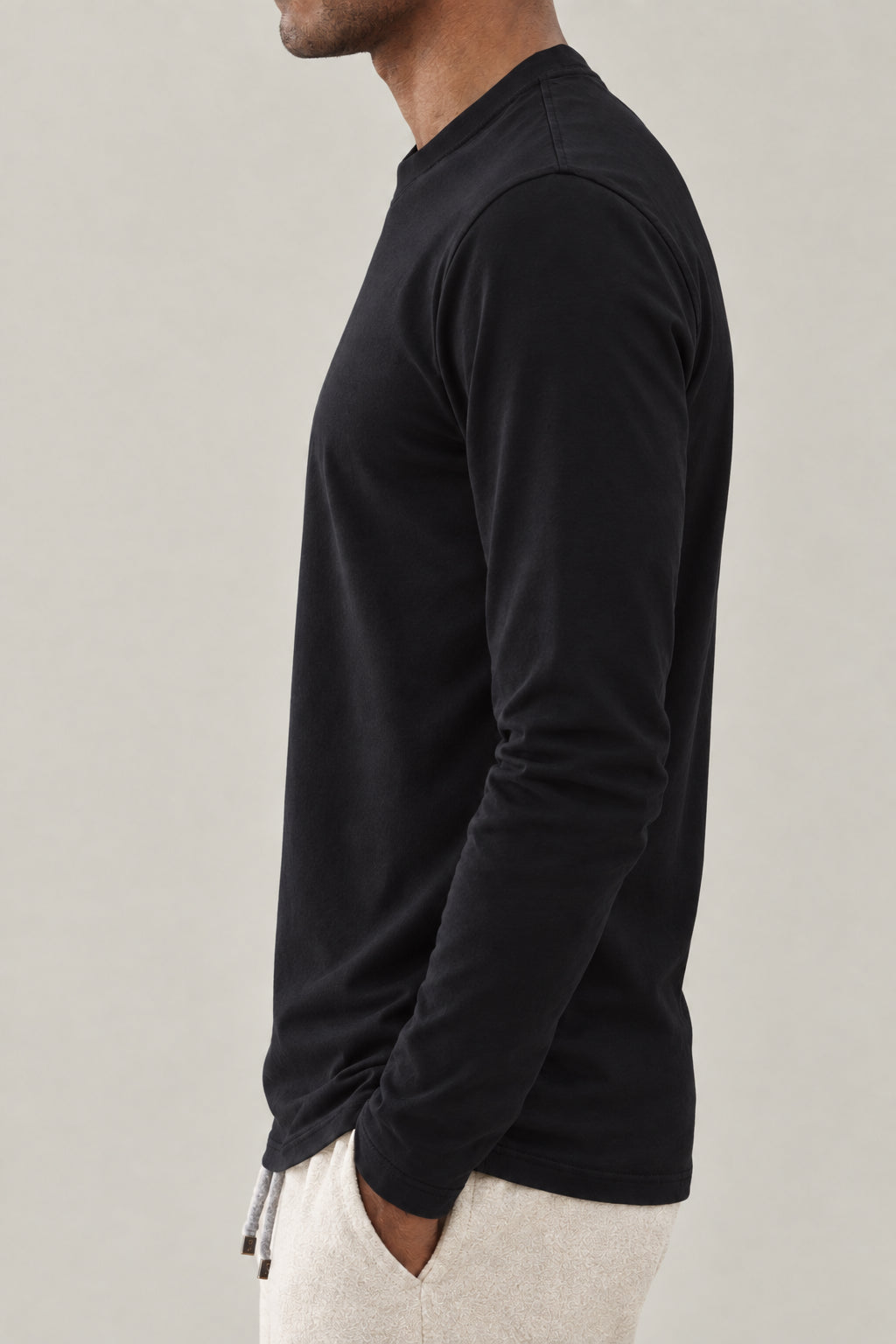 BRUNELLO CUCINELLI MEN'S BLACK LONG SLEEVE COTTON SHIRT