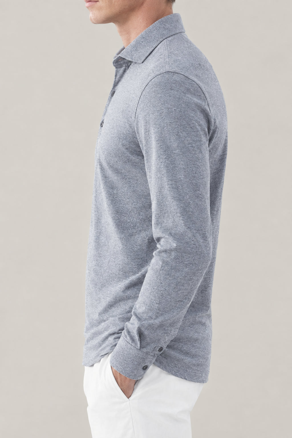 BRUNELLO CUCINELLI MEN'S MEDIUM GREY COTTON LONG SLEEVE SHIRT