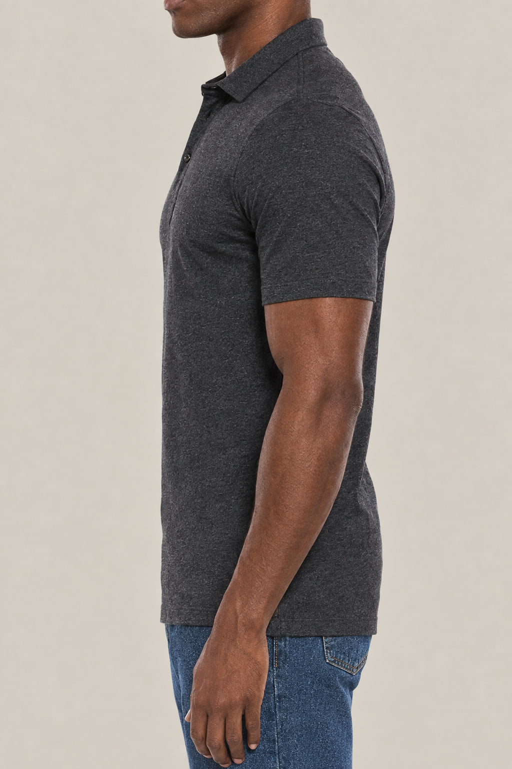 BRUNELLO CUCINELLI MEN'S ANTHRACITE SHORT SLEEVE POLO SHIRT