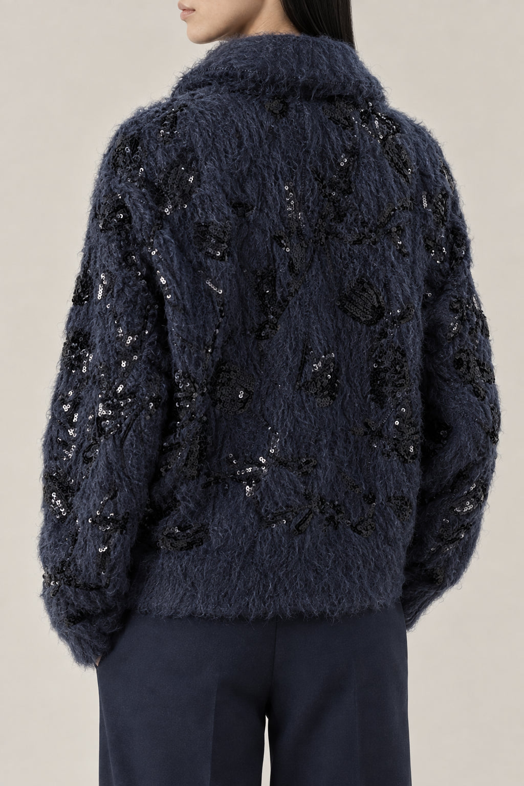 BRUNELLO CUCINELLI WOMEN'S NIGHT SKY WOOL MOHAIR EMBELLISHED SWEATER