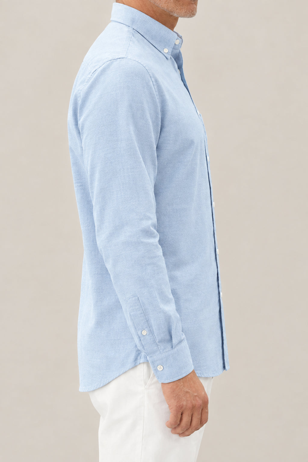 BRUNELLO CUCINELLI MEN'S SKY BLUE COTTON BUTTON DOWN SHIRT