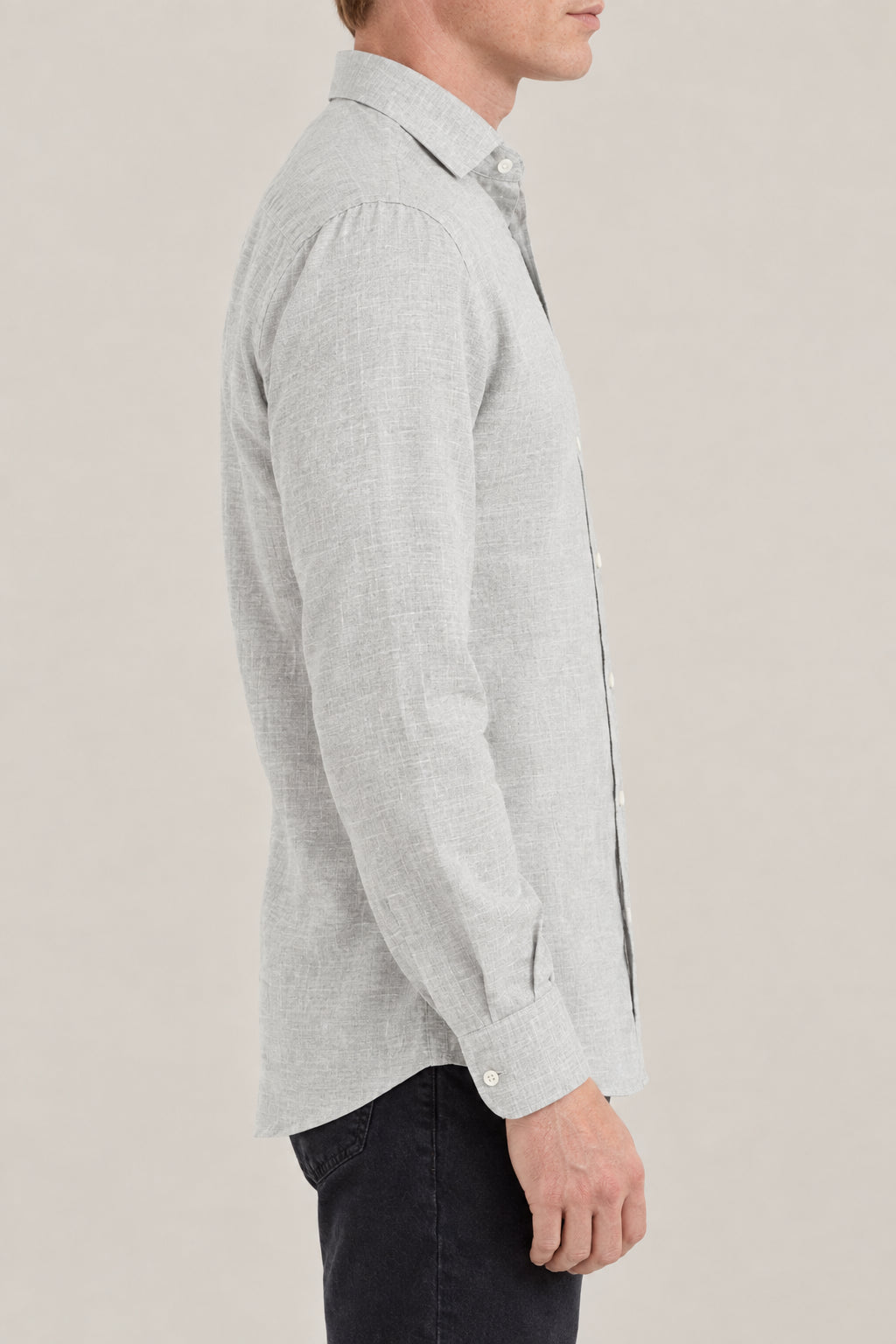 BRUNELLO CUCINELLI MEN'S GREY COTTON WOOL BLEND SHIRT