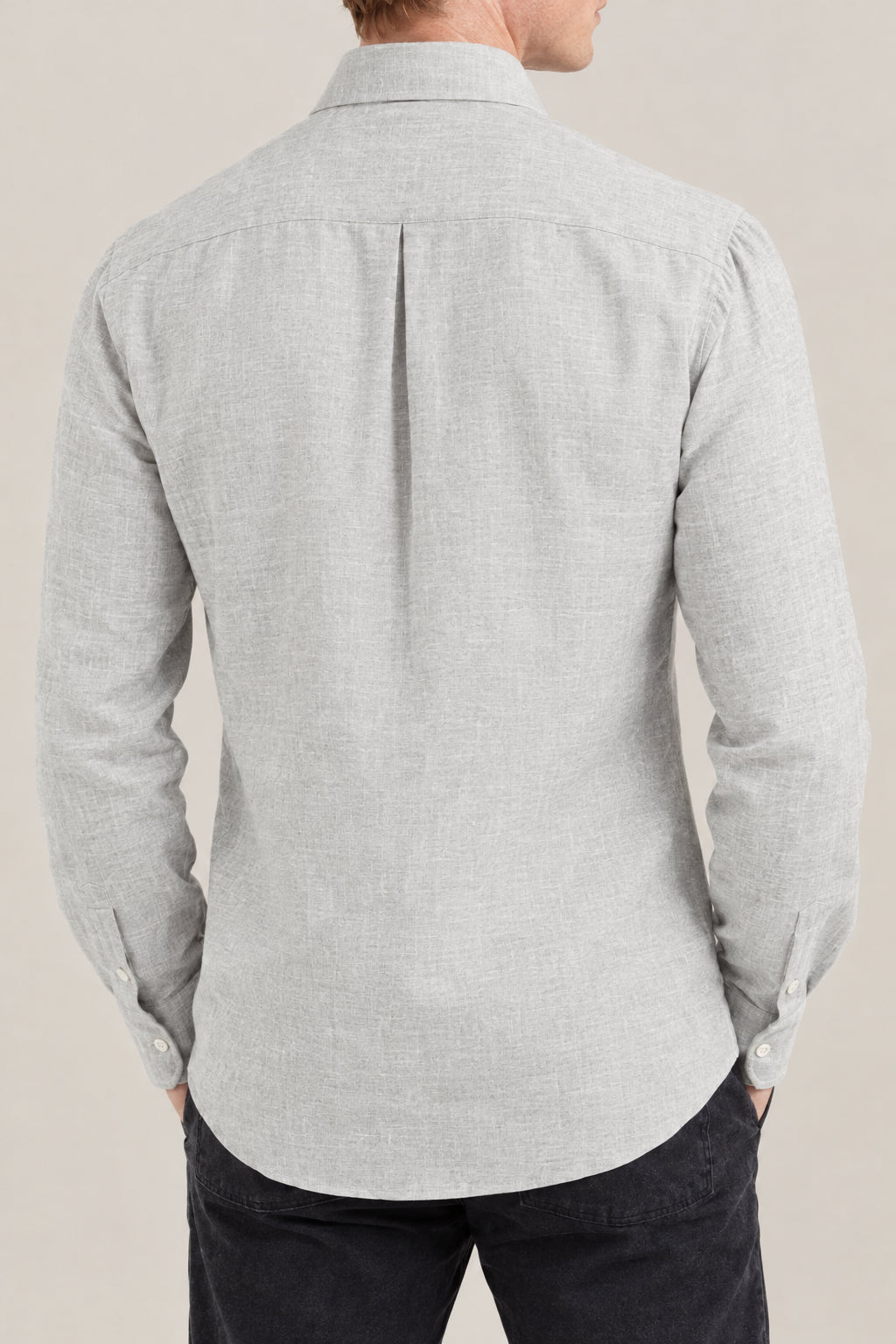 BRUNELLO CUCINELLI MEN'S GREY COTTON WOOL BLEND SHIRT